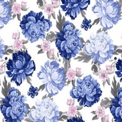 Satyna Armani coś jak jedwab piwonie szafirowo-błękitne