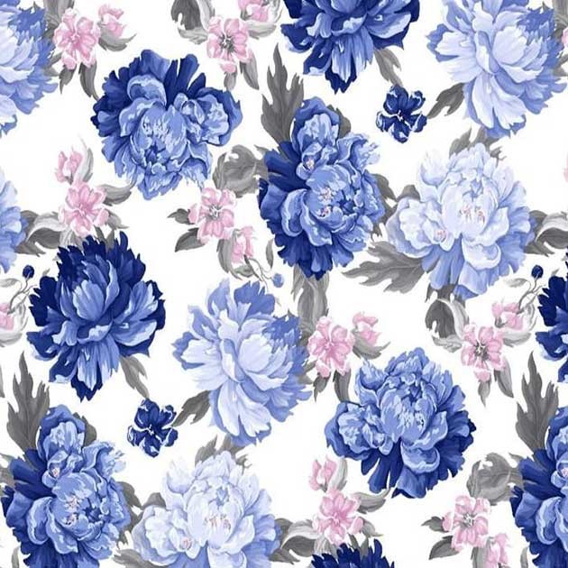 Satyna Armani coś jak jedwab piwonie szafirowo-błękitne