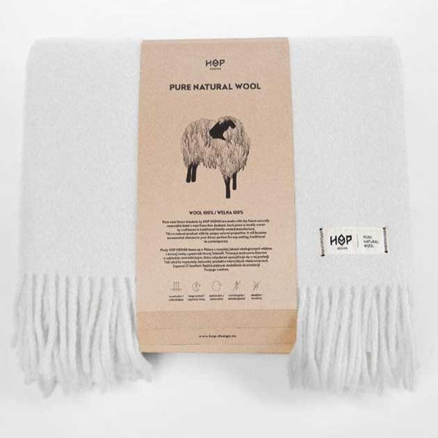 Koc wełniany Yeti 100% wełna biały NZ