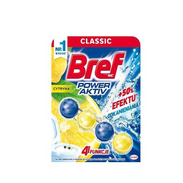Zawieszka do muszli WC Bref WC Power Aktiv Lemon 50 g