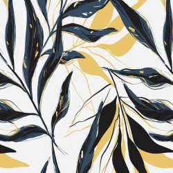 Tkanina Zasłonowa Satyna - żółte liście 190cm