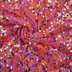 Cekiny multi na siatce różowy