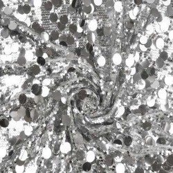 Duże ruchome Cekiny na siatce srebrne