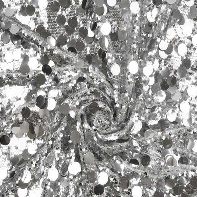 Duże ruchome Cekiny na siatce srebrne