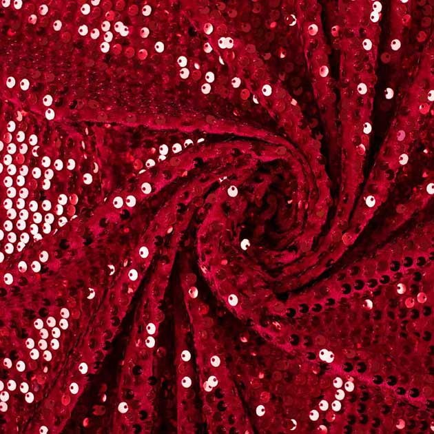 Welur z cekinami Cuba Czerwony