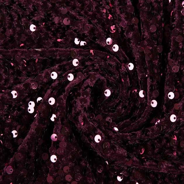 Welur z cekinami Cuba Śliwka