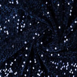 Welur z cekinami Cuba Granatowy