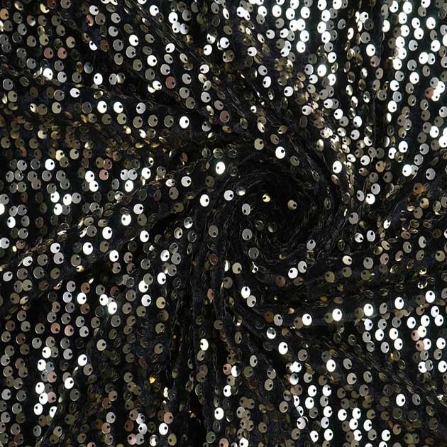 Welur z cekinami Cuba Czarne Złoto