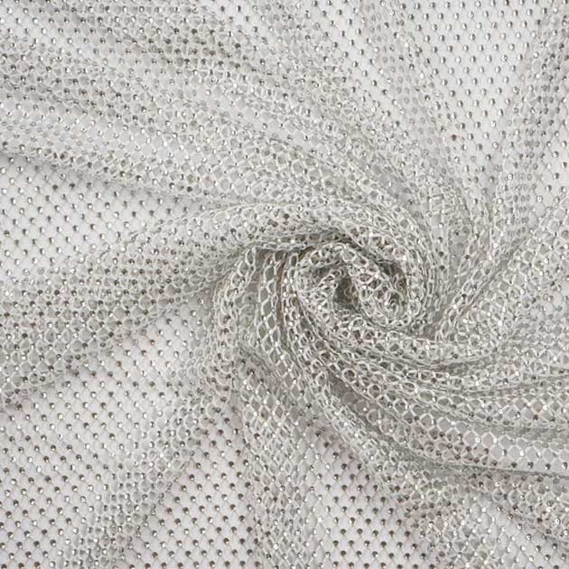 Biała siatka ze srebrnymi cyrkoniami