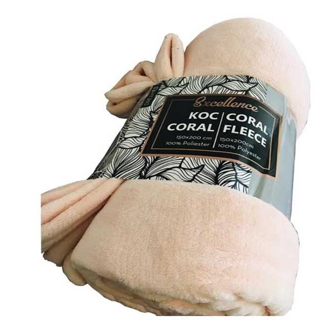 Koc z mikrofibry CORAL 150x200 pudrowy róż